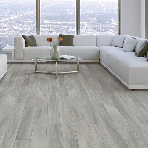 Living Room Gray Greige Luxury Vinyl Plank LVP - Darrow's Carpets in Stanwood, WA
