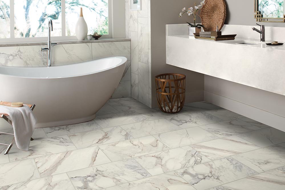 Bathroom Porcelain Marble Tile - Darrow's Carpets in Stanwood, WA