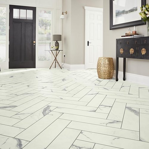 Entry Foyer Luxury Vinyl Tile Herringbone LVT -  Darrow's Carpets in Stanwood, WA